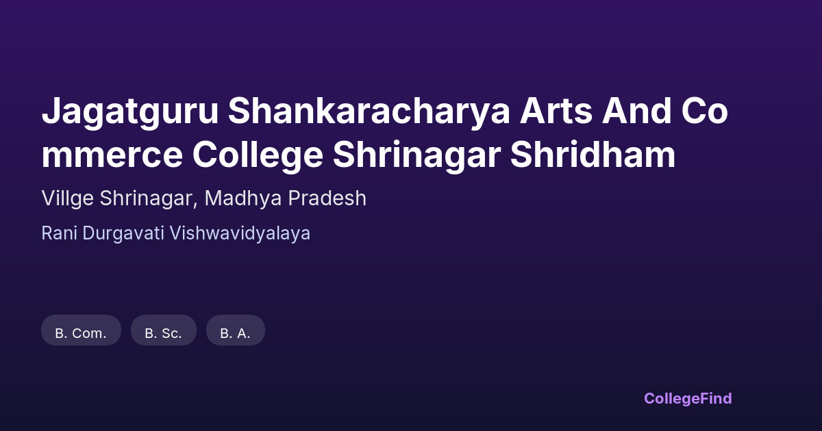 jagatguru shankaracharya arts and commerce college shrinagar shridham