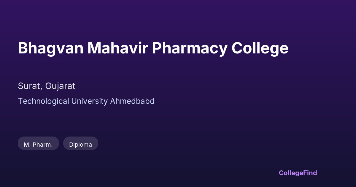 bhagvan mahavir pharmacy college