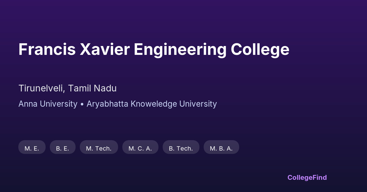francis xavier engineering college