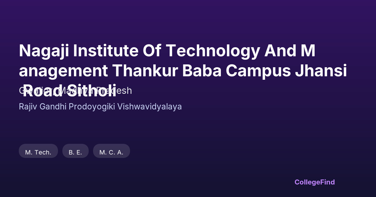 nagaji institute of technology and management thankur baba campus jhansi road sitholi
