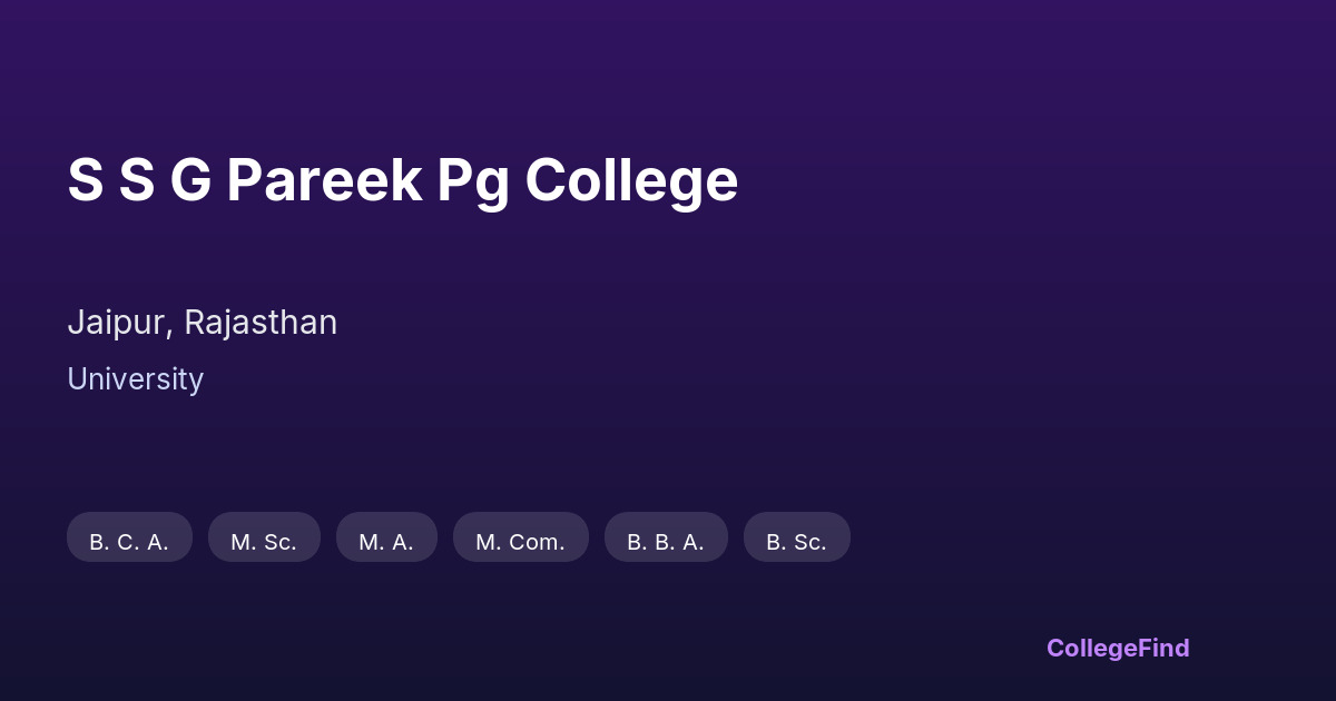 s s g pareek pg college