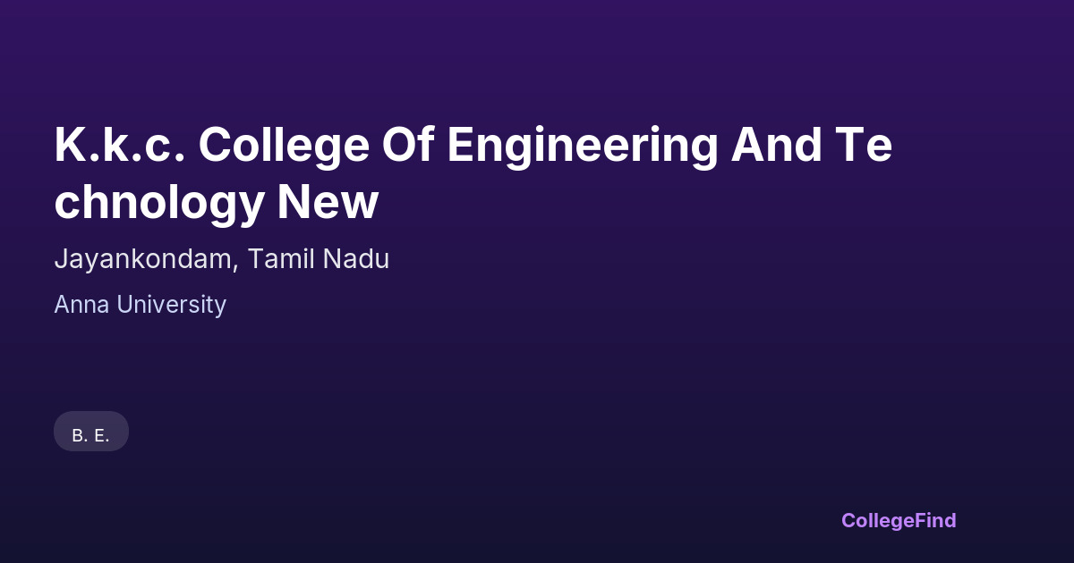 k.k.c. college of engineering and technology new