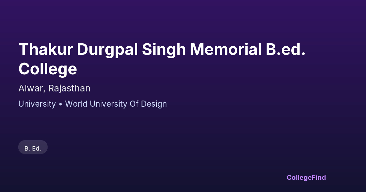 thakur durgpal singh memorial b.ed. college