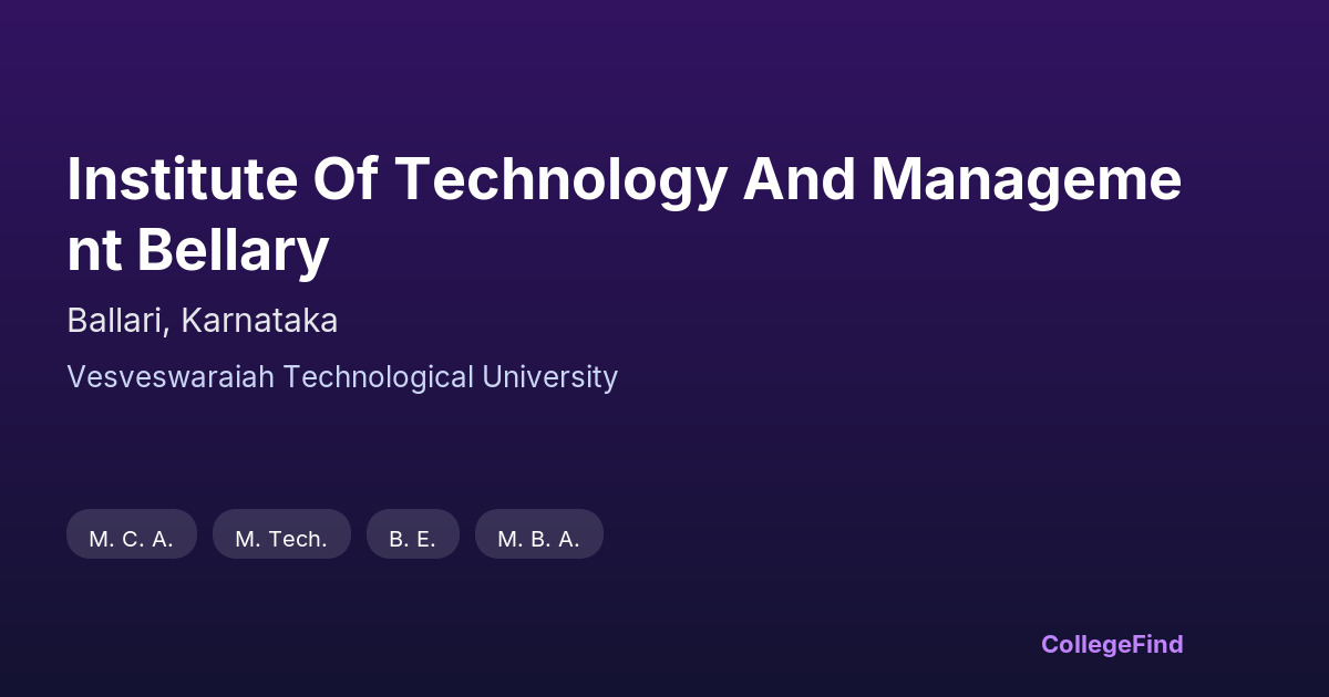 institute of technology and management bellary