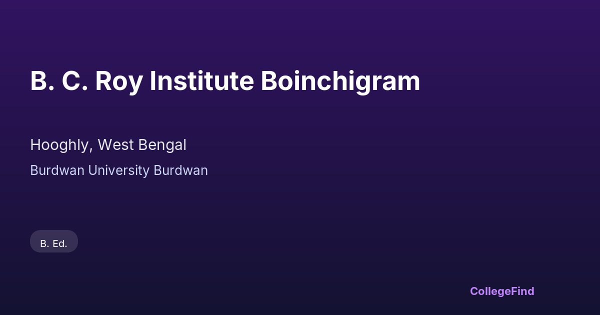 b. c. roy institute boinchigram