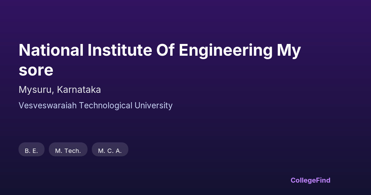 national institute of engineering mysore