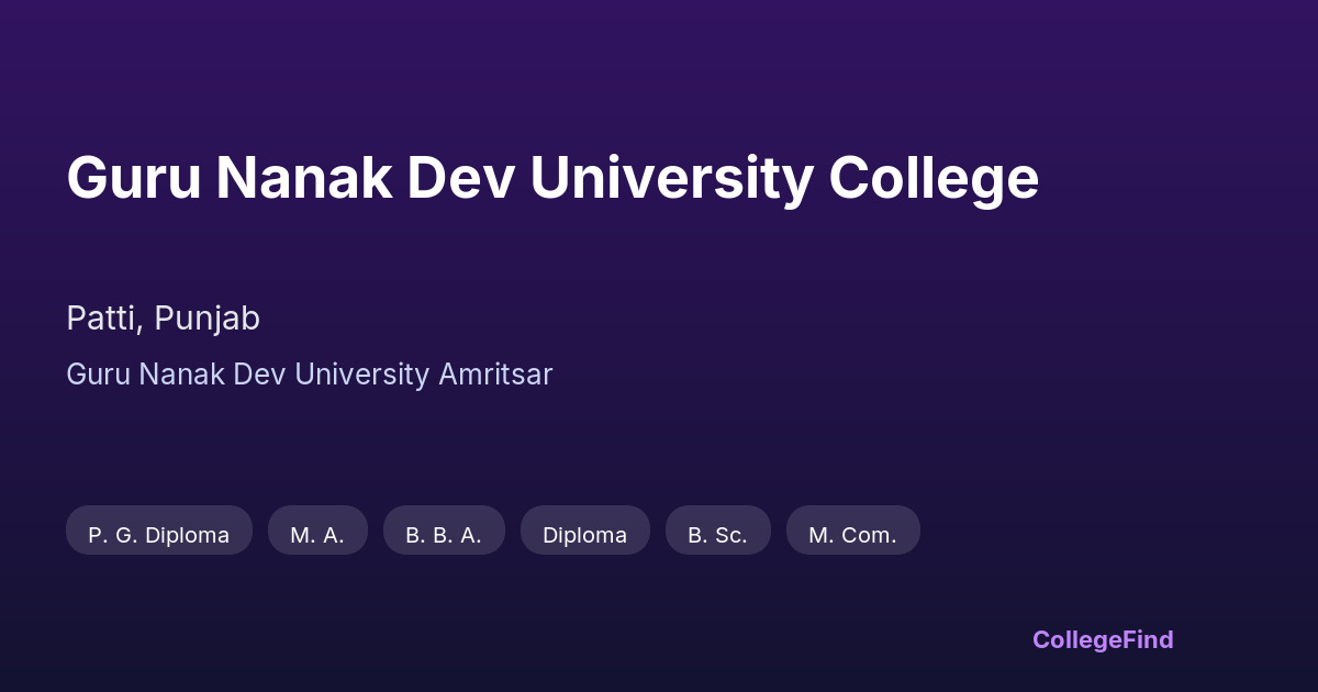 guru nanak dev university college