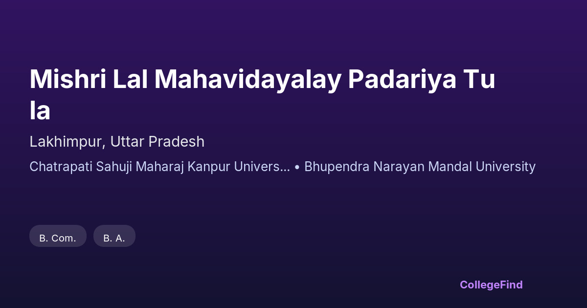 mishri lal mahavidayalay padariya tula