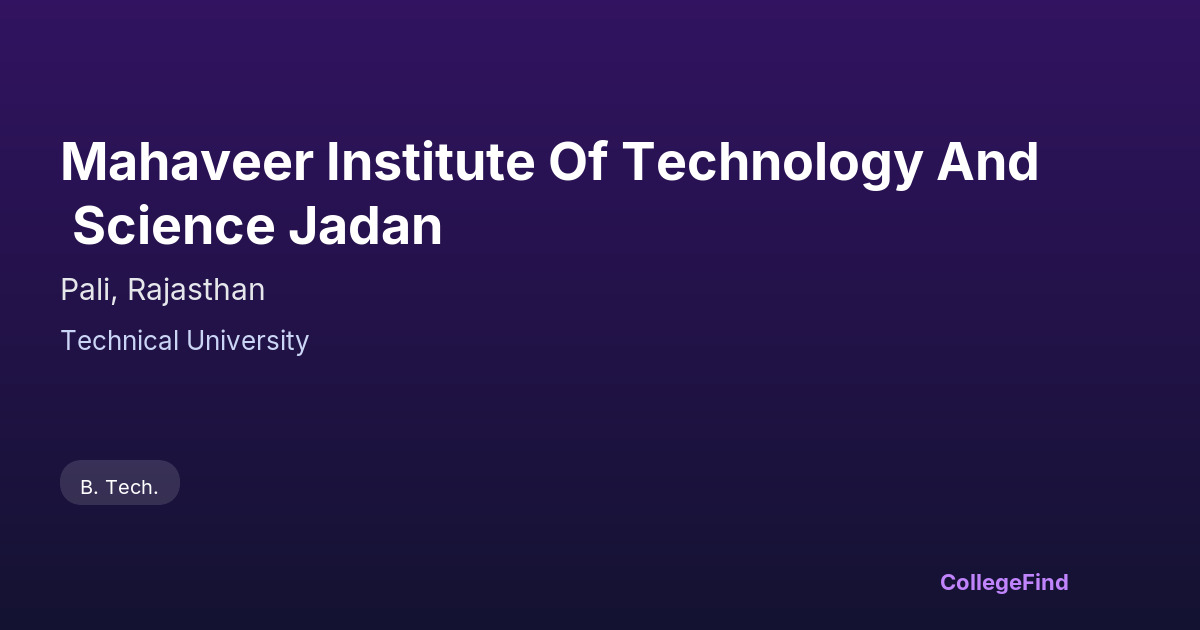 mahaveer institute of technology and science jadan