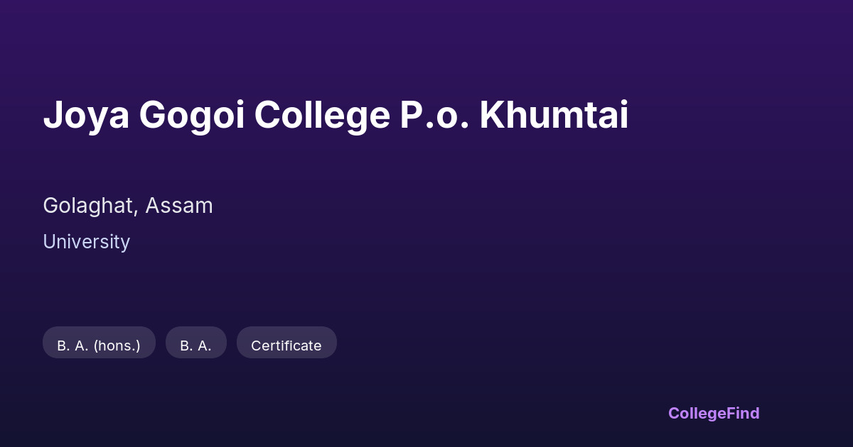 joya gogoi college p.o. khumtai