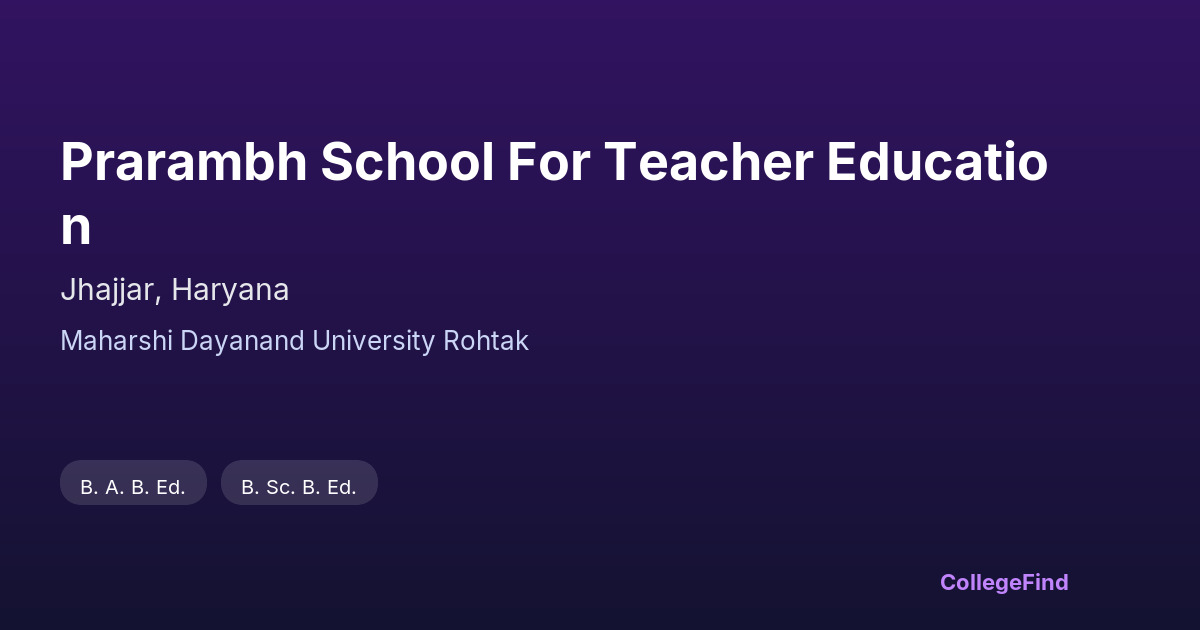 prarambh school for teacher education