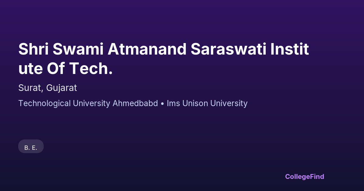 shri swami atmanand saraswati institute of tech.