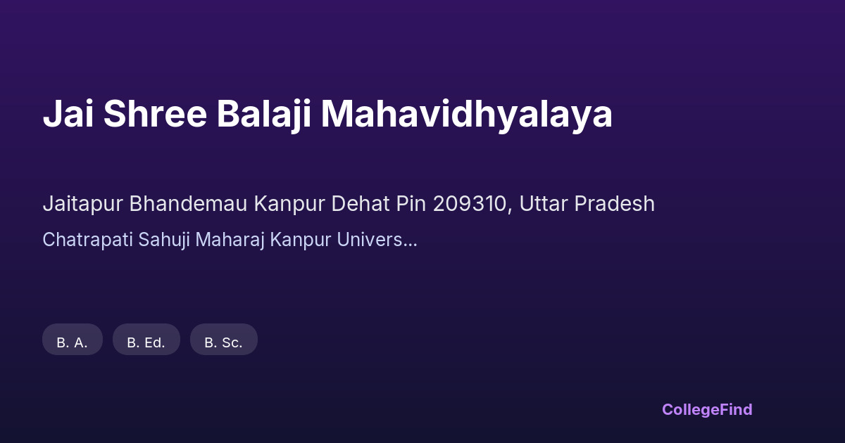 jai shree balaji mahavidhyalaya