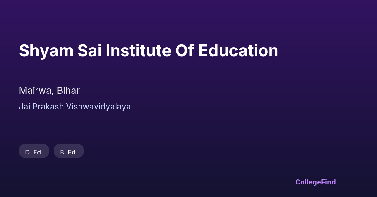 shyam sai institute of education