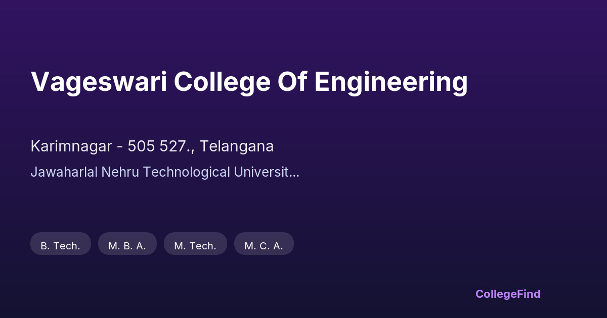 vageswari college of engineering