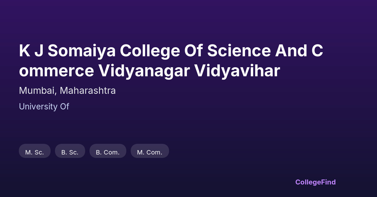 k j somaiya college of science and commerce vidyanagar vidyavihar