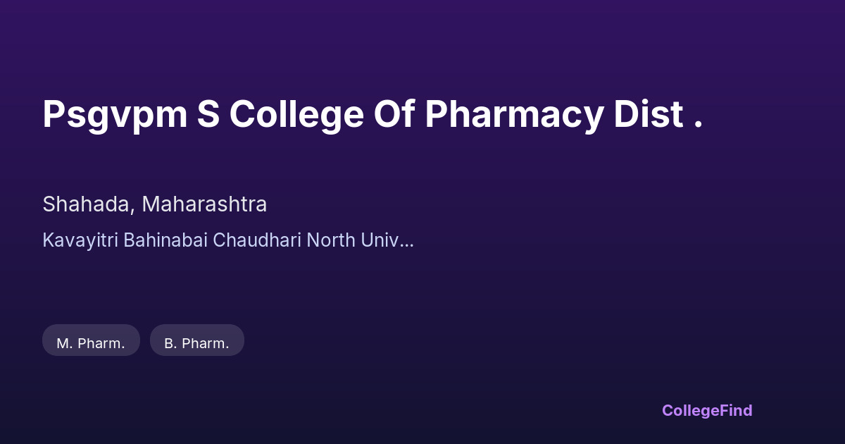 psgvpm s college of pharmacy dist .