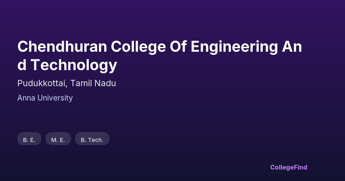 chendhuran college of engineering and technology