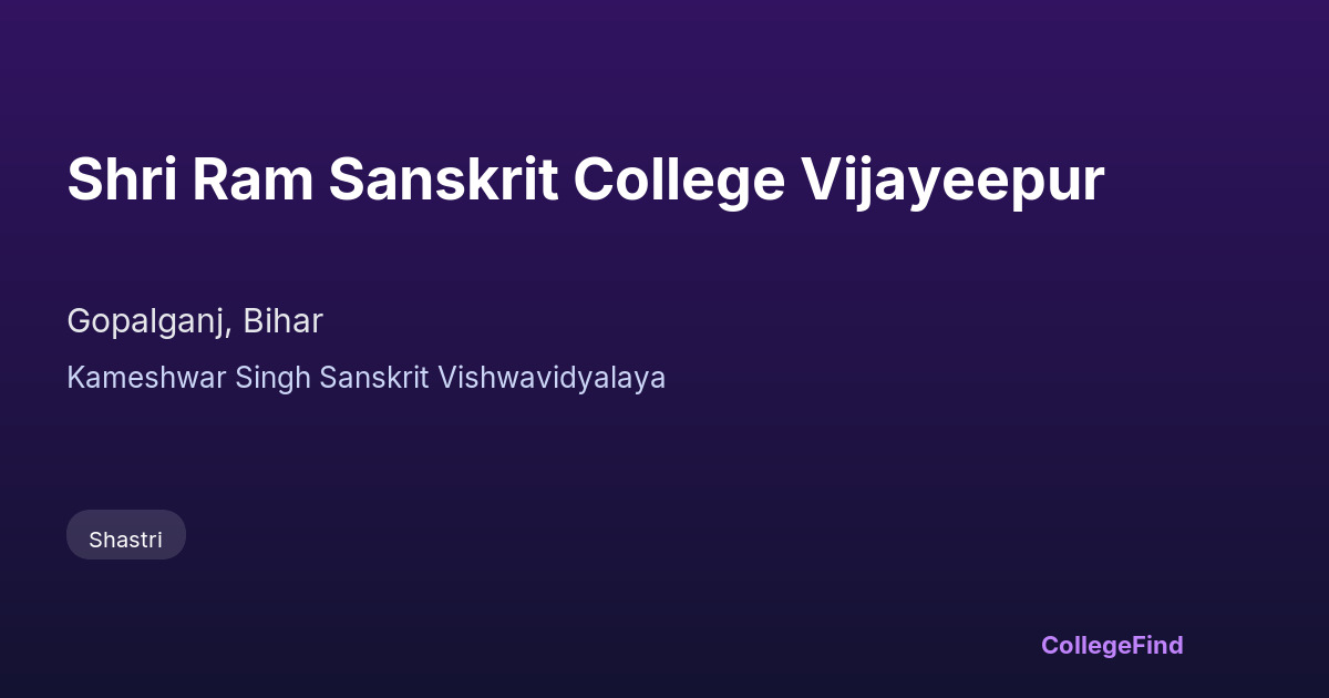shri ram sanskrit college vijayeepur