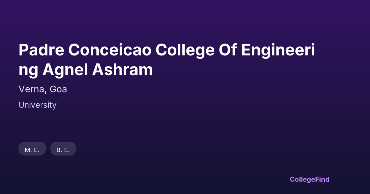 padre conceicao college of engineering agnel ashram