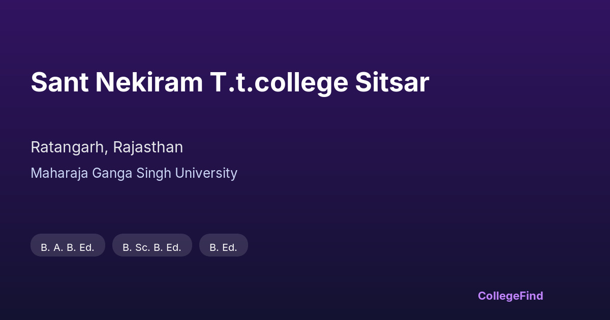 sant nekiram t.t.college sitsar