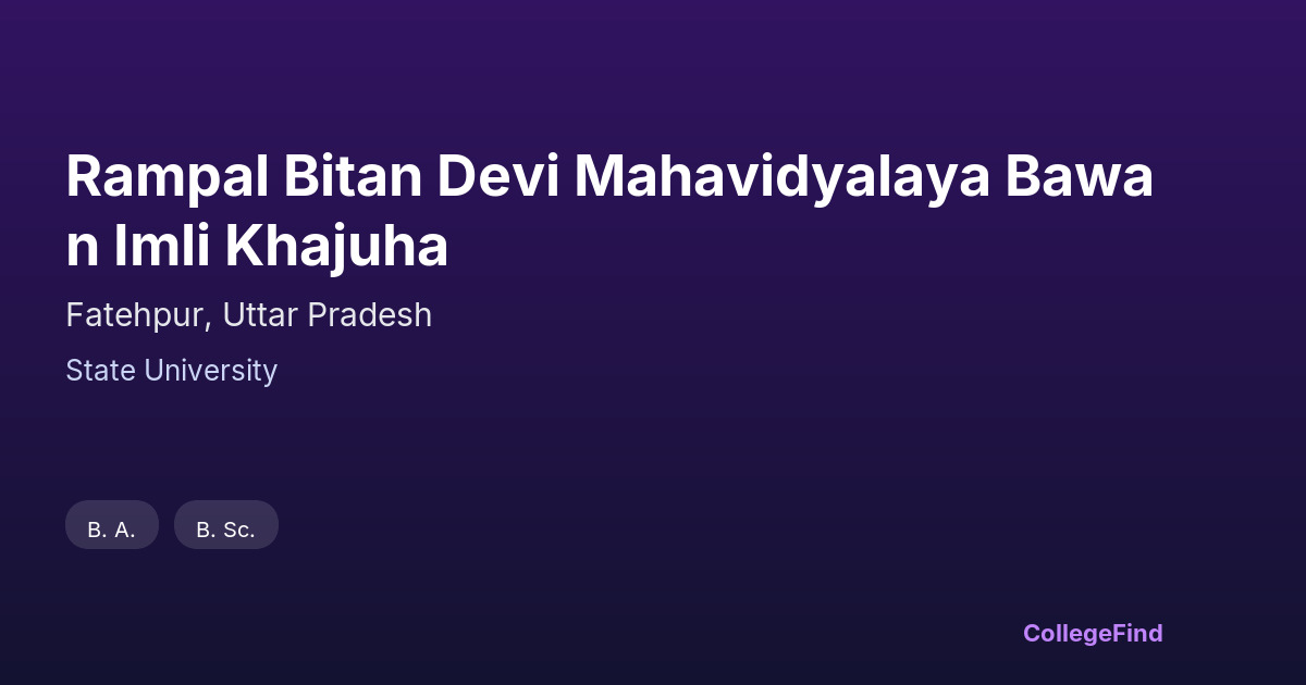 rampal bitan devi mahavidyalaya bawan imli khajuha