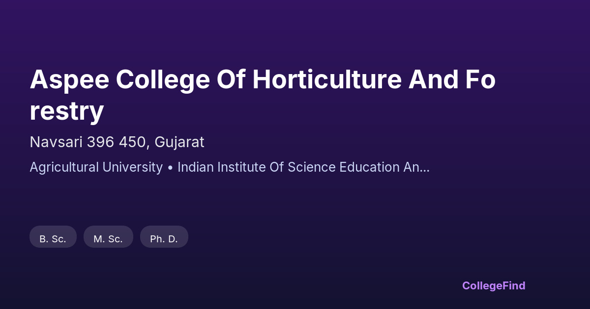 aspee college of horticulture and forestry