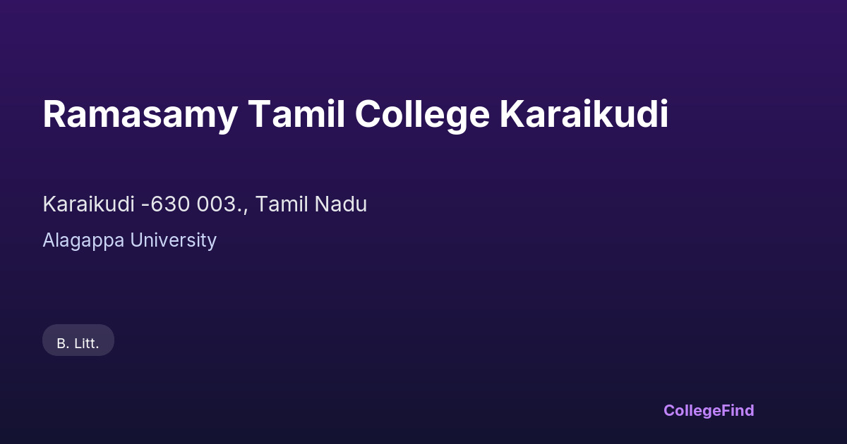 ramasamy tamil college karaikudi