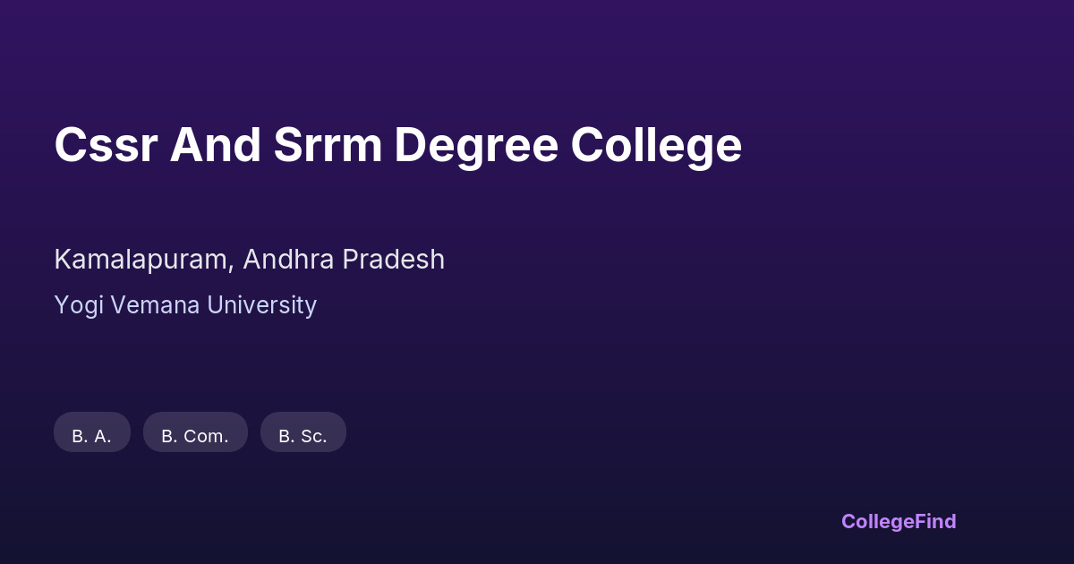 cssr and srrm degree college
