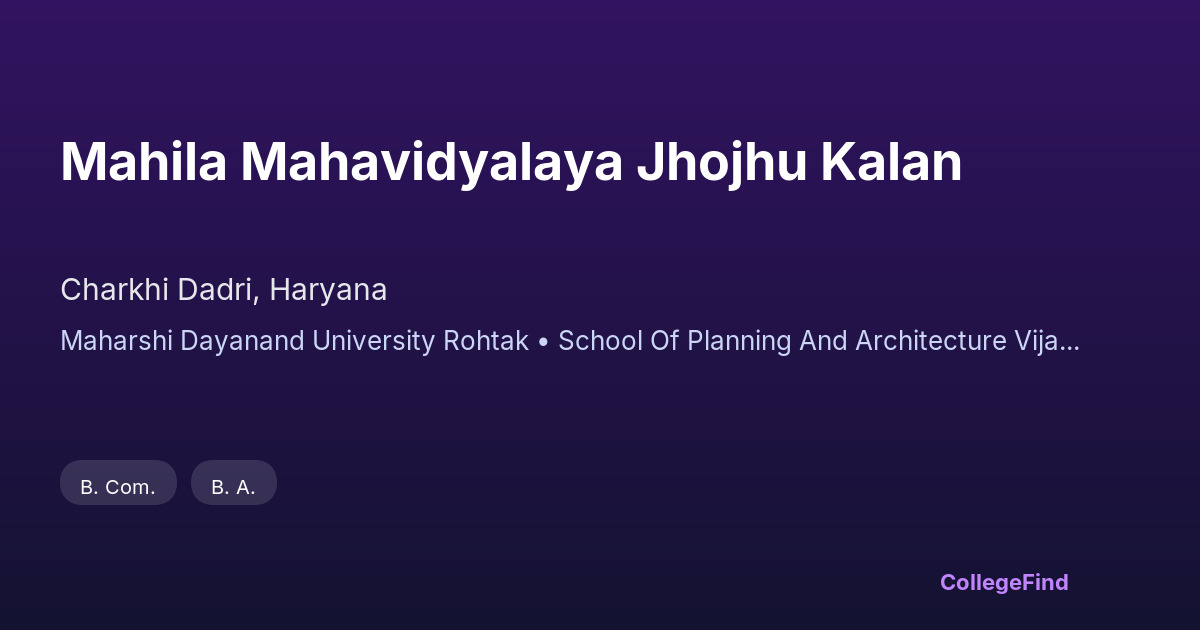 mahila mahavidyalaya jhojhu kalan