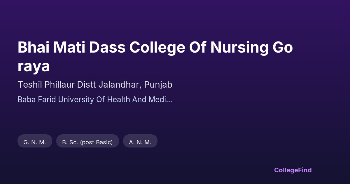 bhai mati dass college of nursing goraya