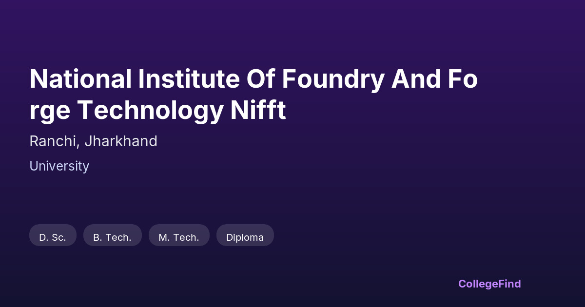 national institute of foundry and forge technology nifft