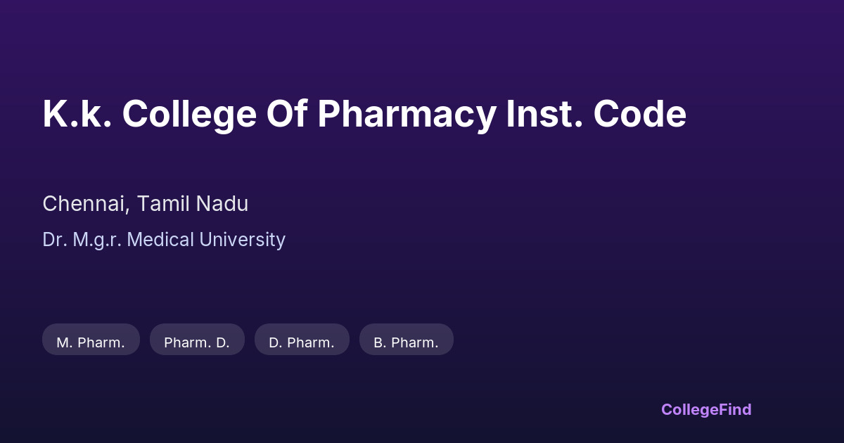 k.k. college of pharmacy inst. code
