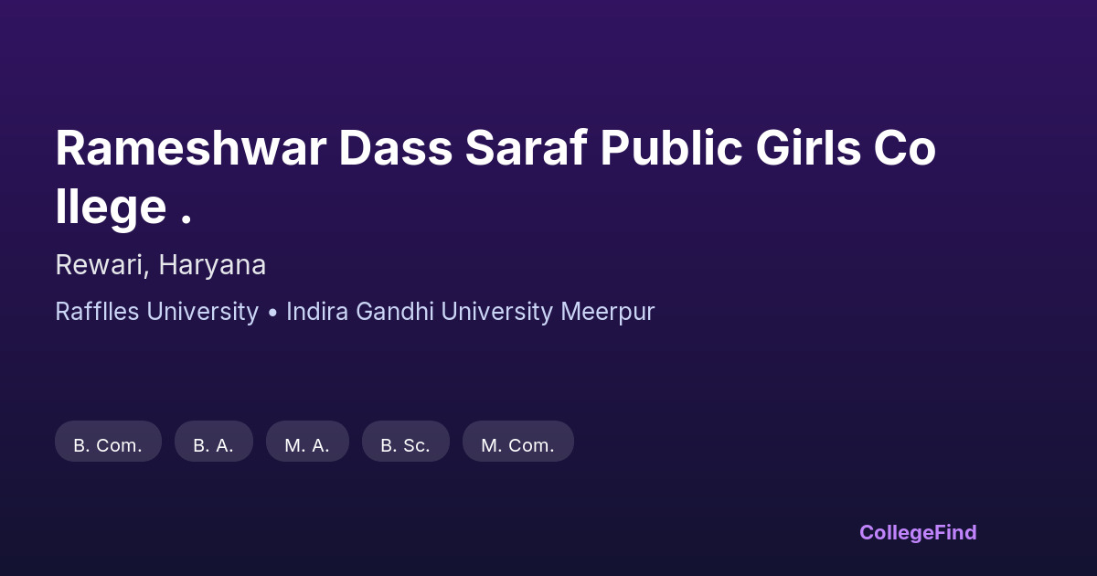 rameshwar dass saraf public girls college .