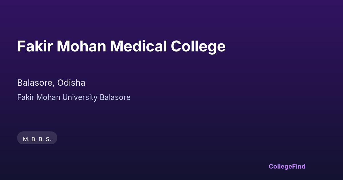 fakir mohan medical college