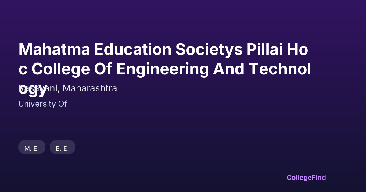 mahatma education societys pillai hoc college of engineering and technology