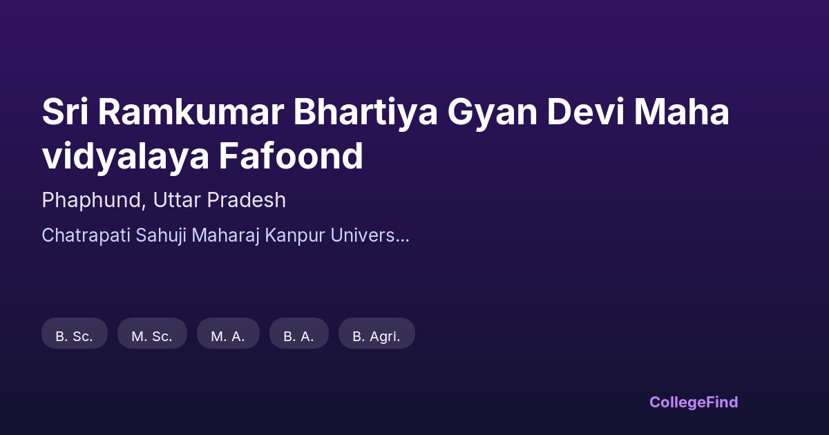 sri ramkumar bhartiya gyan devi mahavidyalaya fafoond