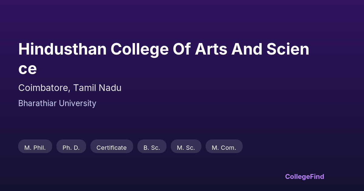 hindusthan college of arts and science