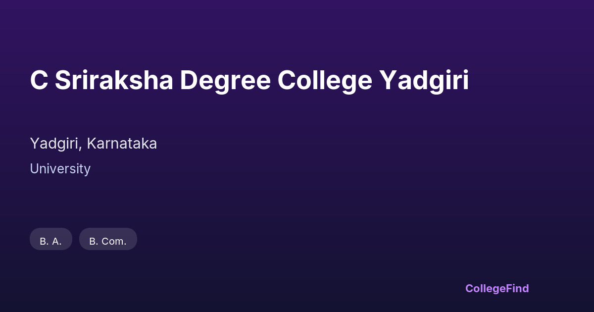 c sriraksha degree college yadgiri