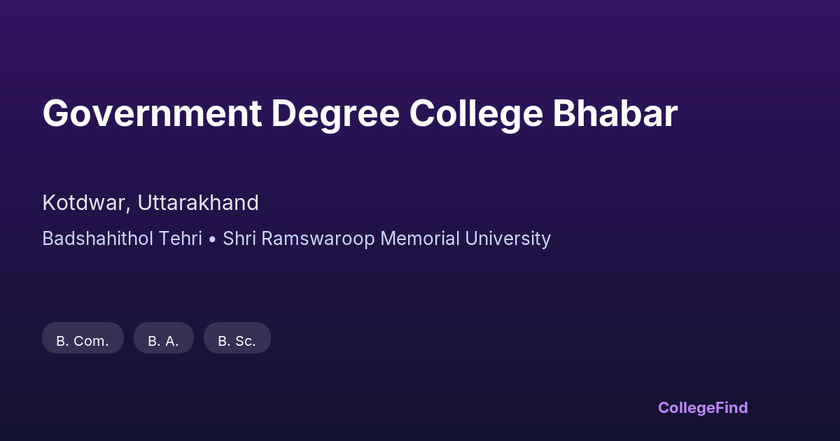 government degree college bhabar