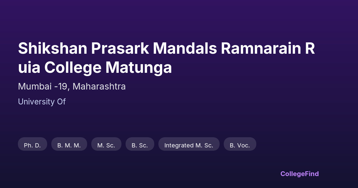 shikshan prasark mandals ramnarain ruia college matunga