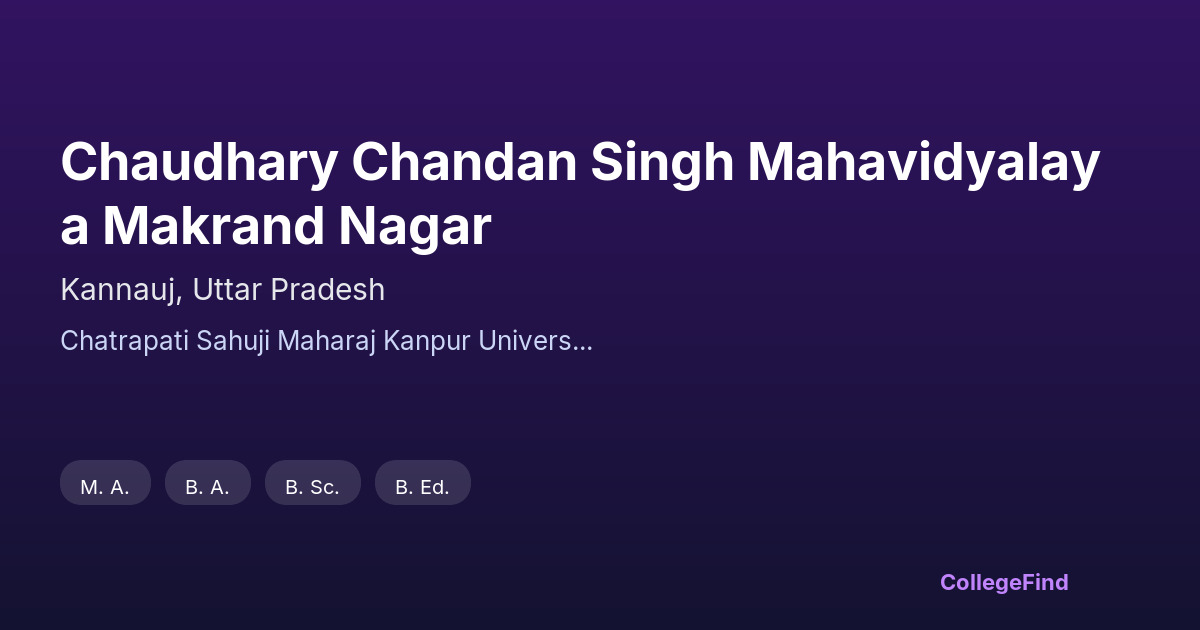 chaudhary chandan singh mahavidyalaya makrand nagar