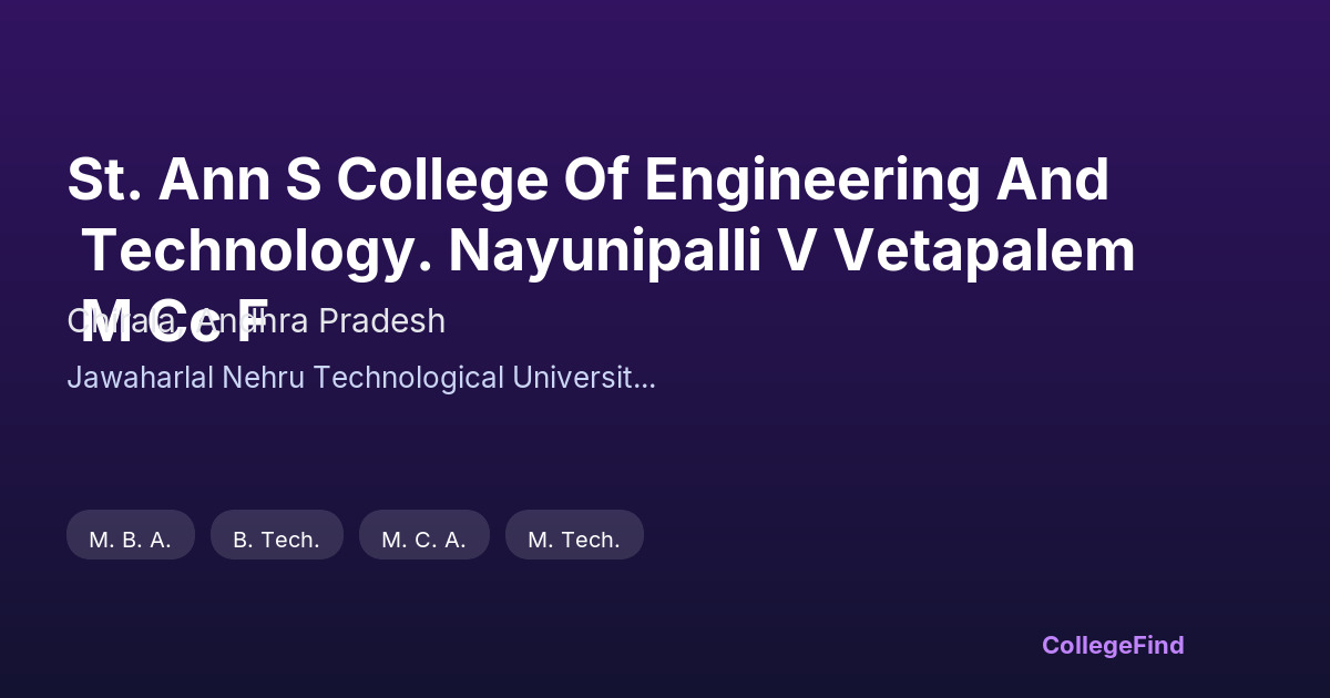 st. ann s college of engineering and technology. nayunipalli v vetapalem m cc f