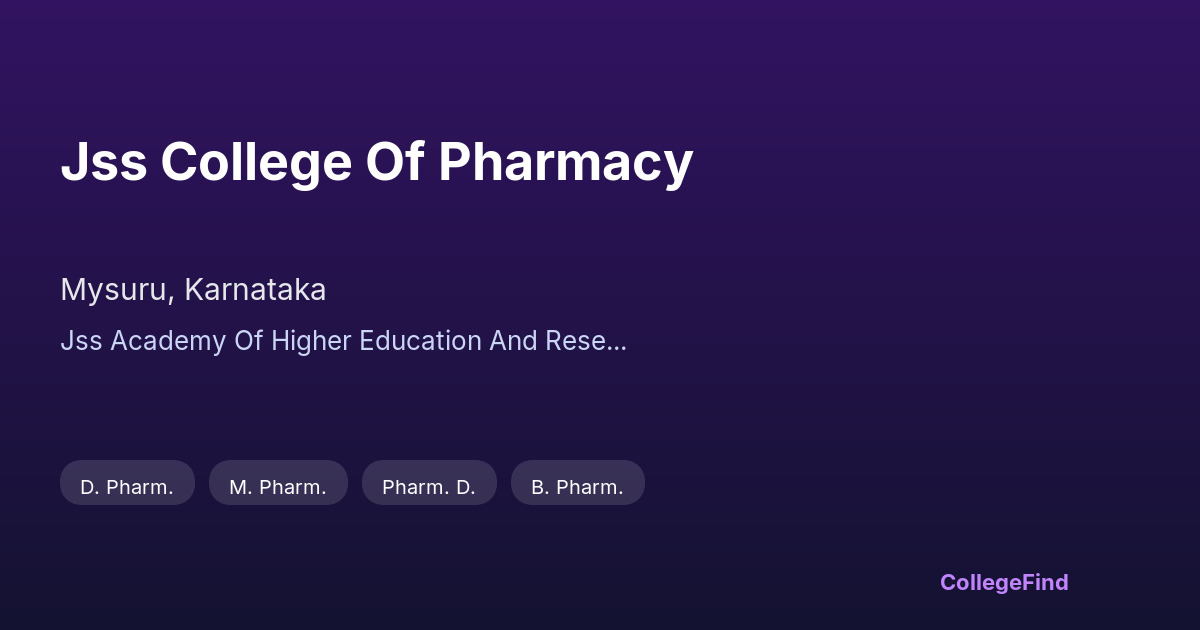 jss college of pharmacy
