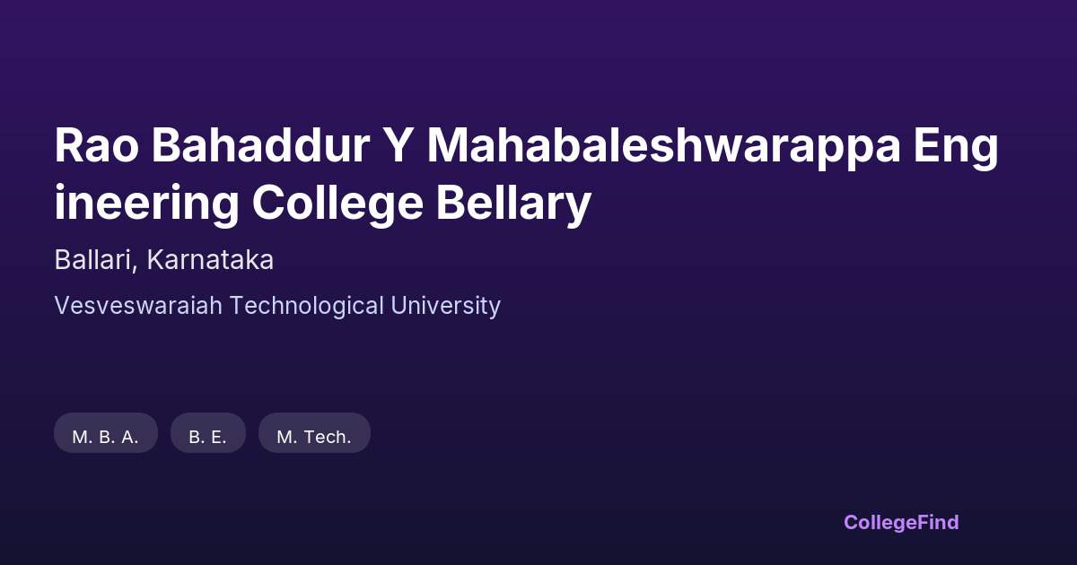 rao bahaddur y mahabaleshwarappa engineering college bellary