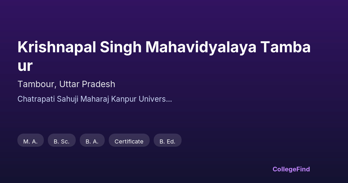 krishnapal singh mahavidyalaya tambaur
