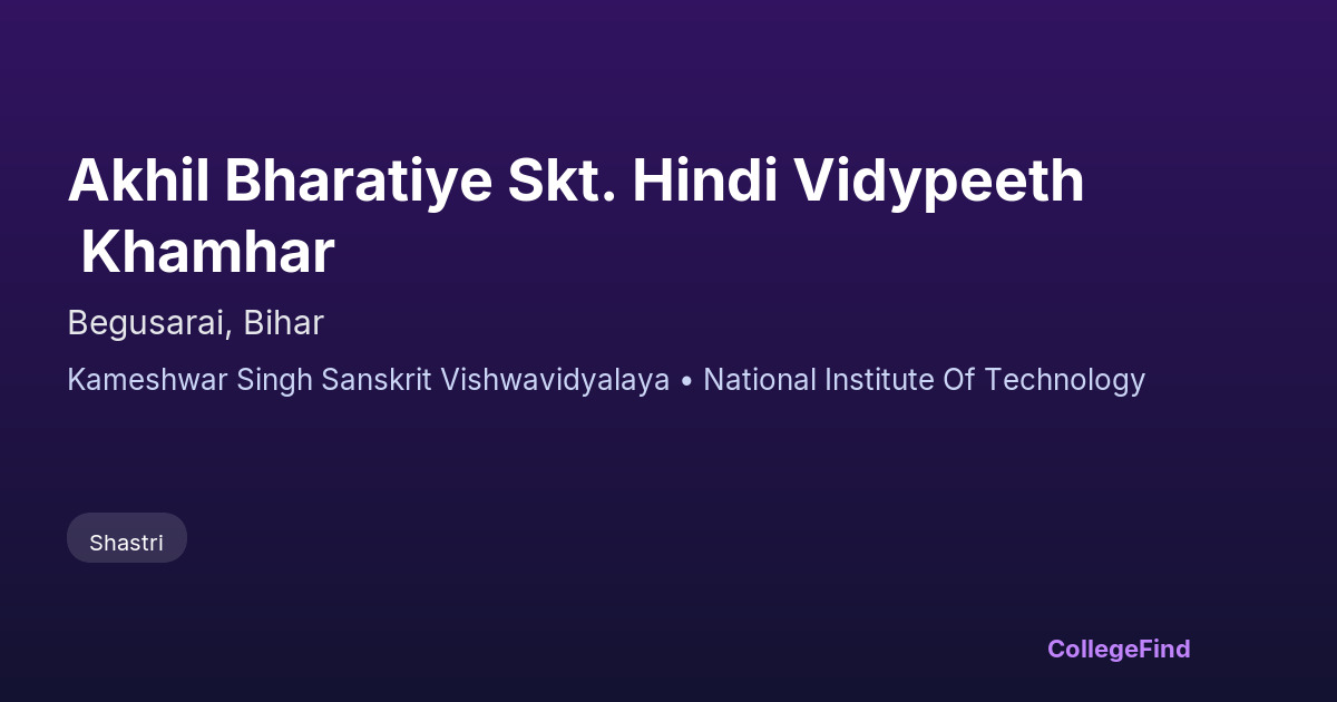 akhil bharatiye skt. hindi vidypeeth khamhar