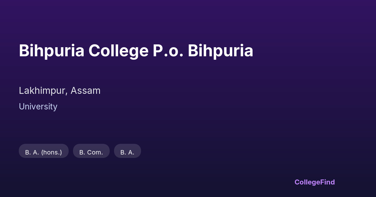 bihpuria college p.o. bihpuria