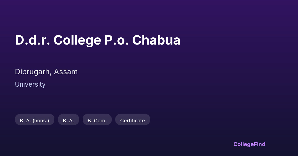 d.d.r. college p.o. chabua