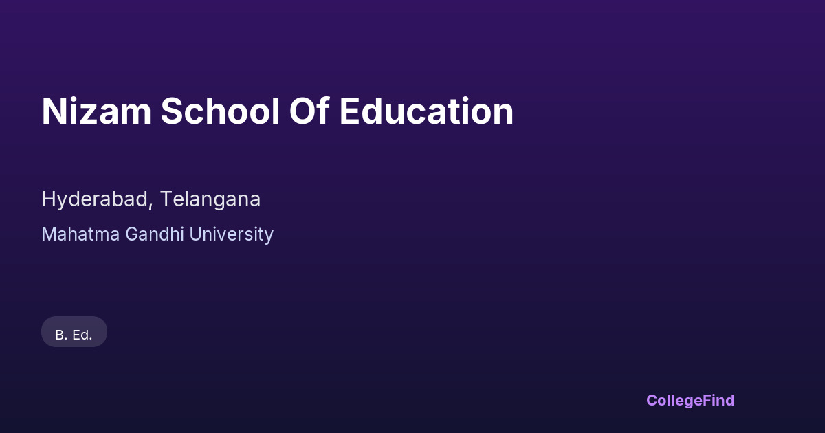 nizam school of education